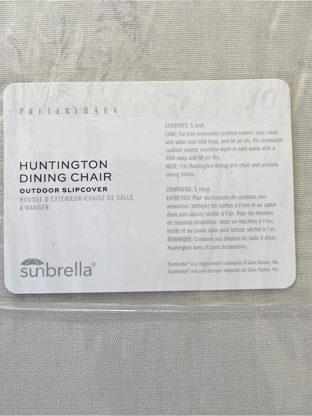 NEW Pottery Barn Sunbrella Huntington Dining Chair Slipcover Seat Cushion Cover